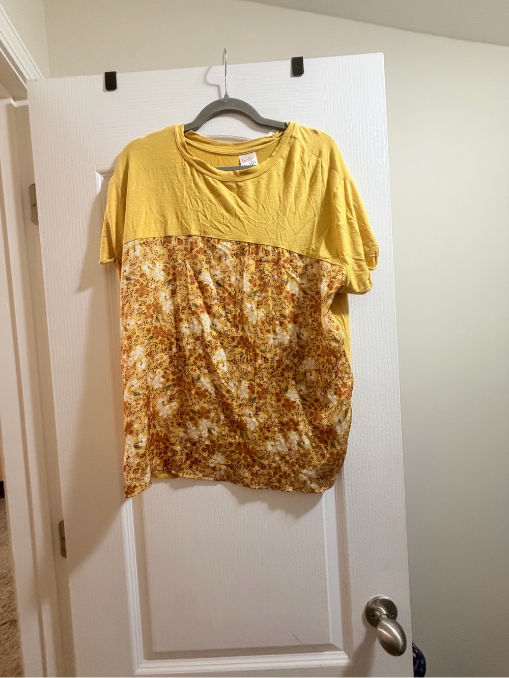 Belle Du Jour Yellow Mixed-Print Short Sleeve Top